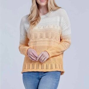 Seven7 Women's Gradient Knit Sweater - White and Orange